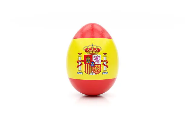 easter egg painted with the flag of Spain on white background, isolated