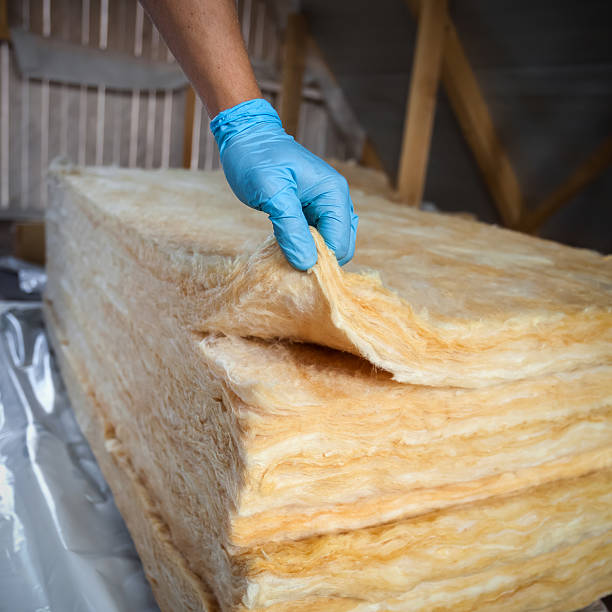 istock Hand in gloves holding mineral wool 467960112