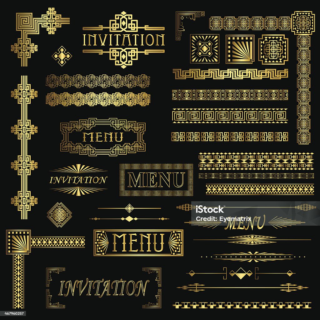 Gold Borders Decorative gold border elements Border - Frame stock vector