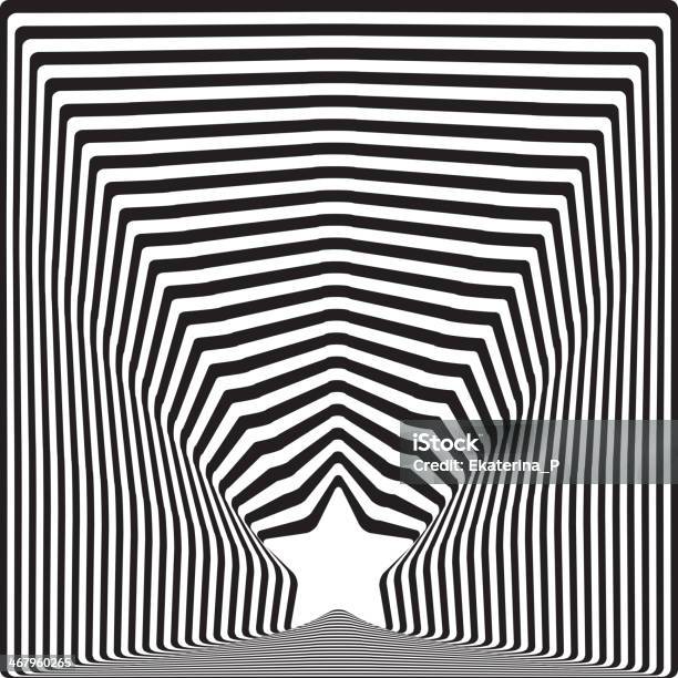 Ilustración de Star Negro Stripes Ilusión Óptica Arte Visual Effect Vector y más Vectores Libres de Derechos de Abstracto
