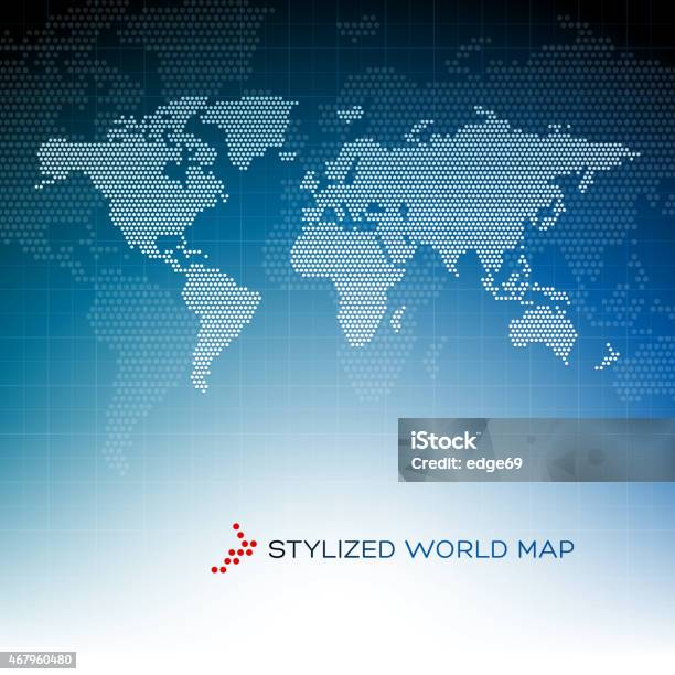 Stylized World Map Background Dotted Stock Illustration - Download Image Now - 2015, Australia, Blue