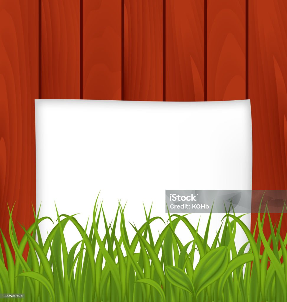 Kertas Rumput Lembar Kertas Dan Rumput Hijau Di Woodenttexture Ilustrasi Stok - Unduh ...