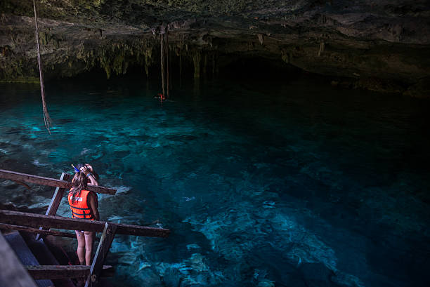 istock Snorkeling Cenote cavern at Tulum. Cancun. Traveling Through Mex 467961218