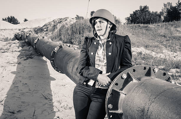 istock Girl in military clothes 467965975