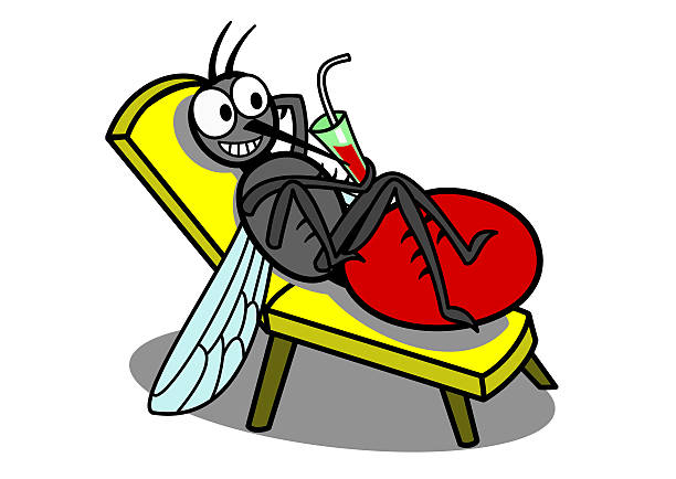 relaxing mosquito a relaxing mosquito with glass of blood. mosquito filled with blood stock illustrations