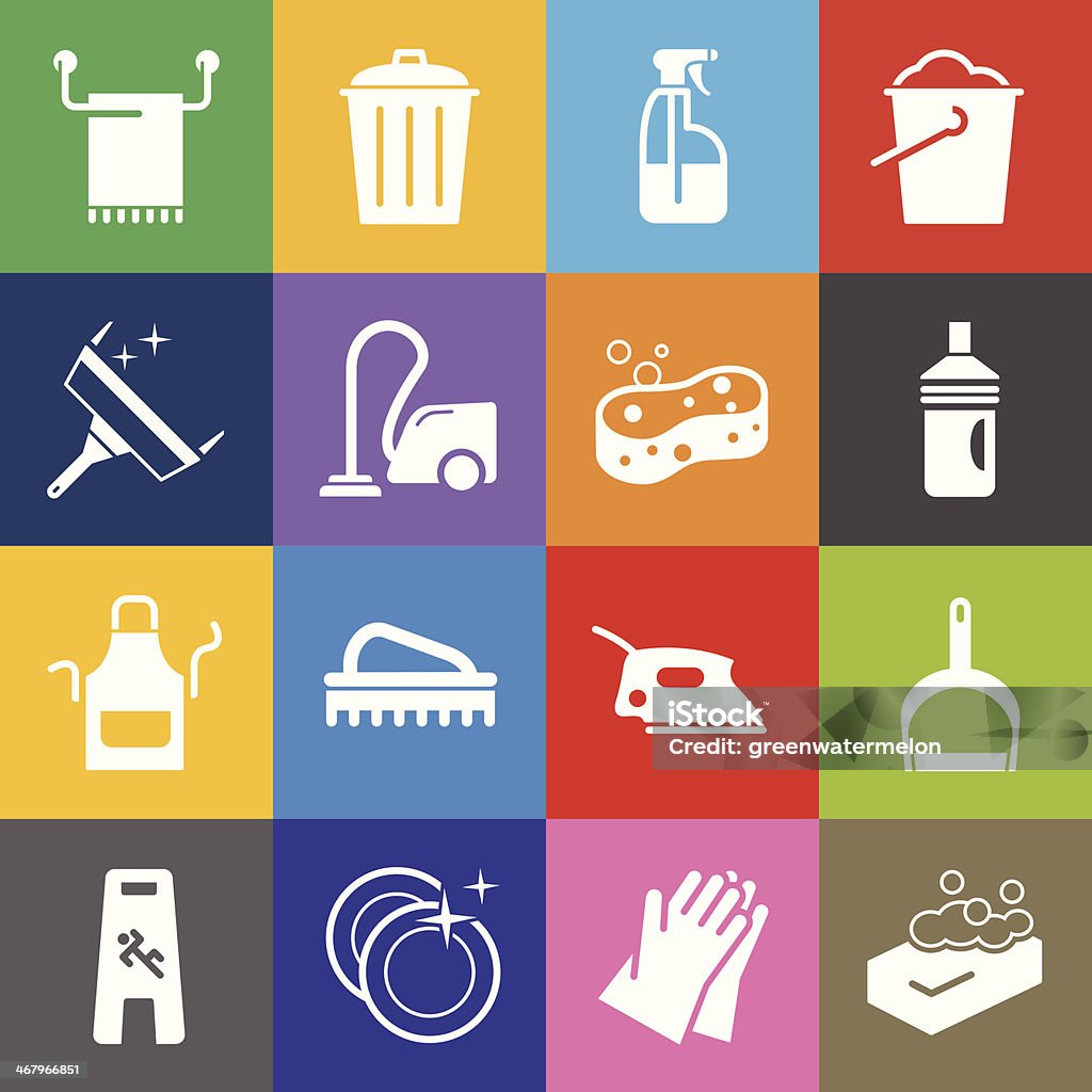 Cleaning Icons and Color Background Vector File of Cleaning Icons and Color Background related vector icons for your design or application. Raw style. Files included: vector EPS, JPG, PNG. See more in this series. Apron stock vector