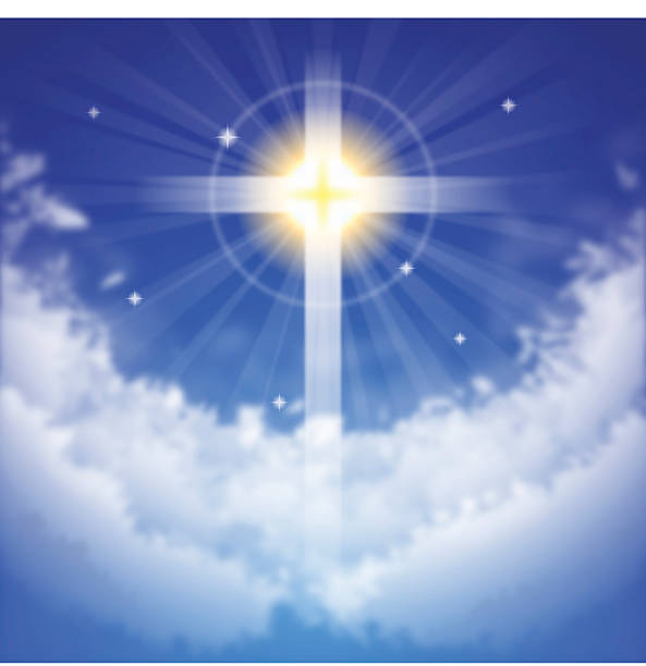 ilustraciones, imágenes clip art, dibujos animados e iconos de stock de la luz del sol "cruce" bendición - easter praying cross cross shape