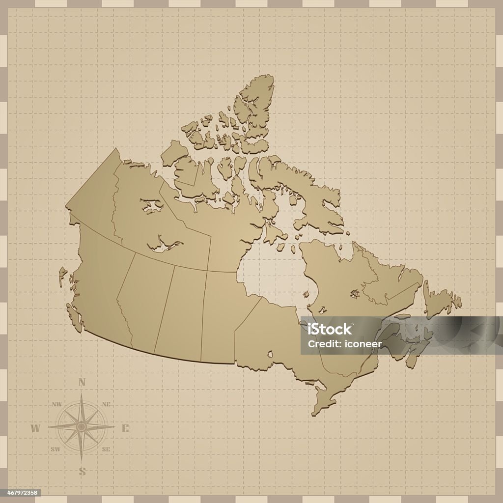 Canada map with compass rose on brown background Canada  map on grid background. Good for your presentations, websites and for printing. 2015 stock vector