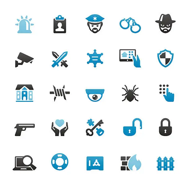 Vector illustration of Security Systems vector icons