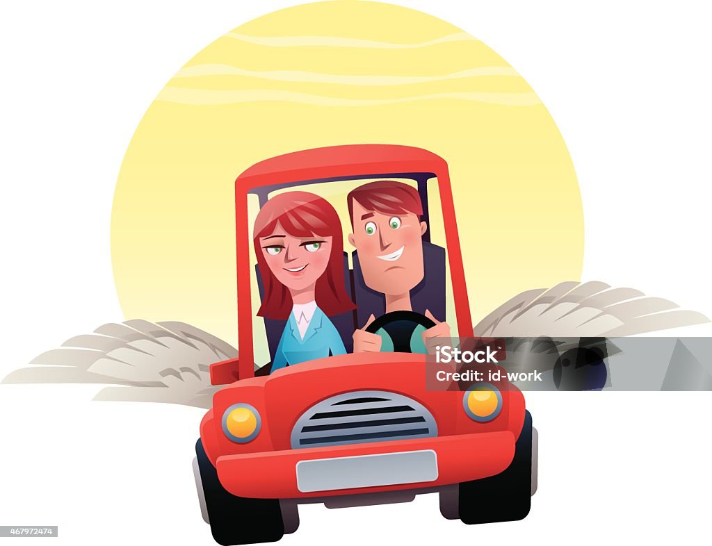 Pareja con alas de - arte vectorial de Coche libre de derechos