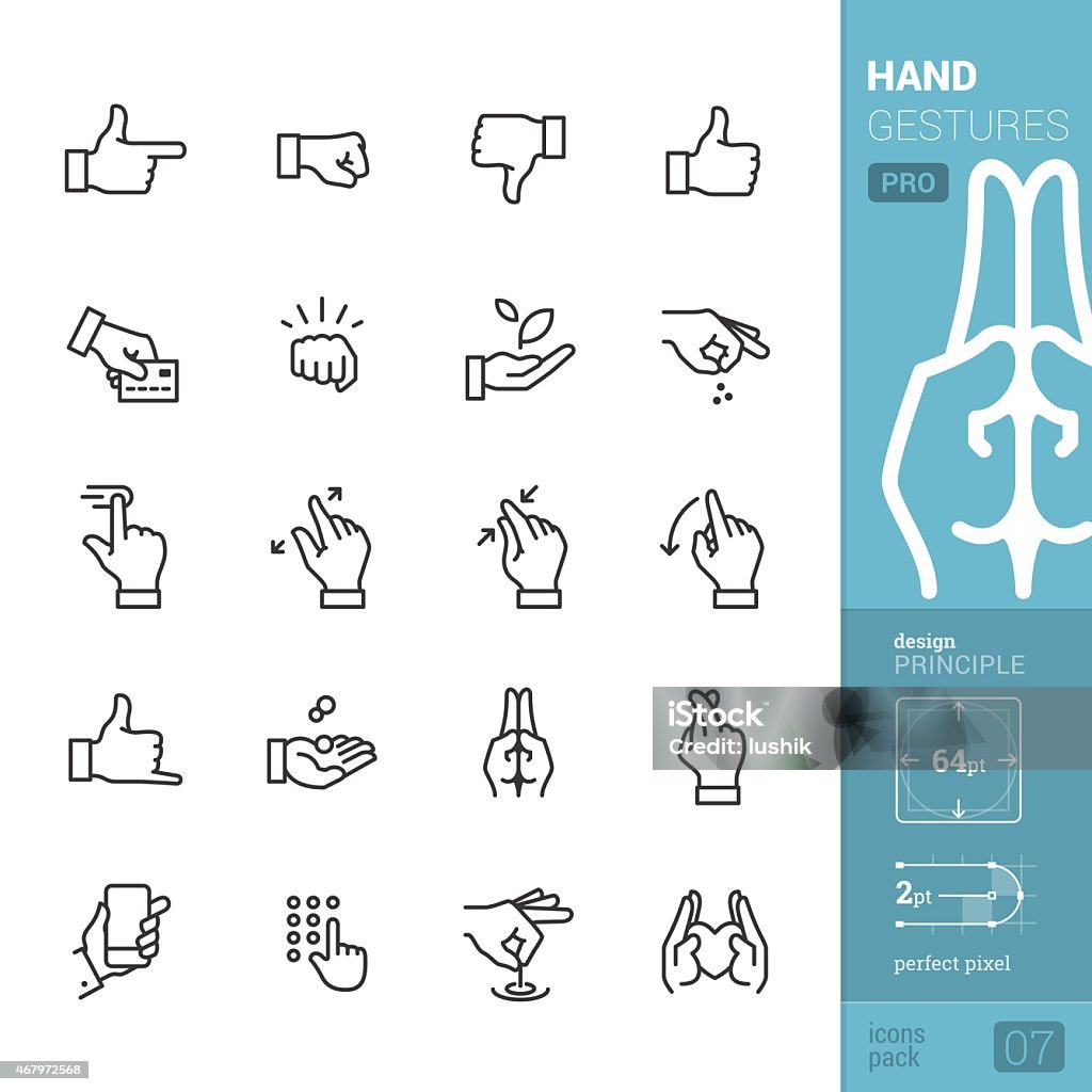 Gestos con las manos vector iconos-PRO de - arte vectorial de Ícono libre de derechos