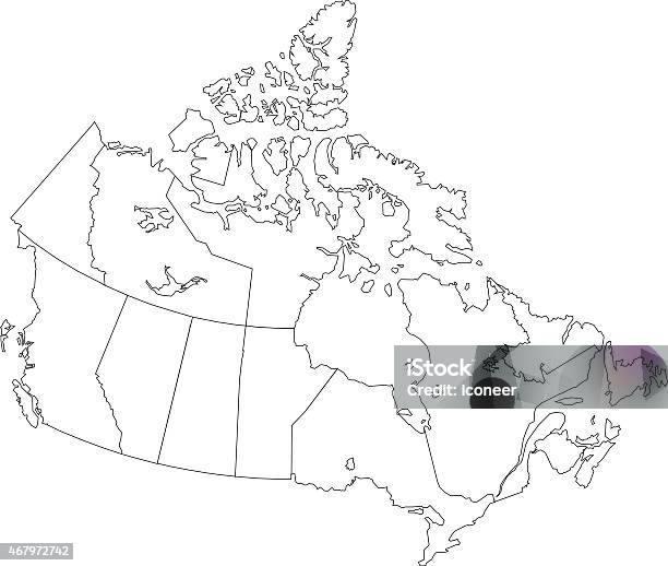 Canada Simple Outline Map On White Background Stockvectorkunst en meer beelden van Canada - Canada, Kaart, Omtrek