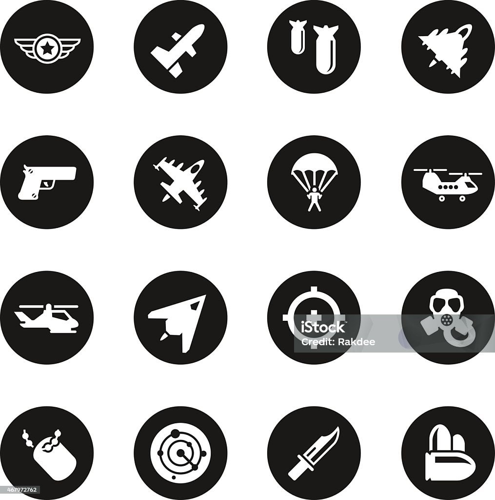 Air Force Icons - Black Circle Series Air Force Icons Black Circle Series Vector EPS10 File. Fighter Plane stock vector