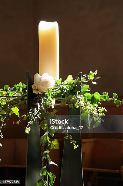 Candle In Church Stock Photo - Download Image Now - 2015, Bright, Brown