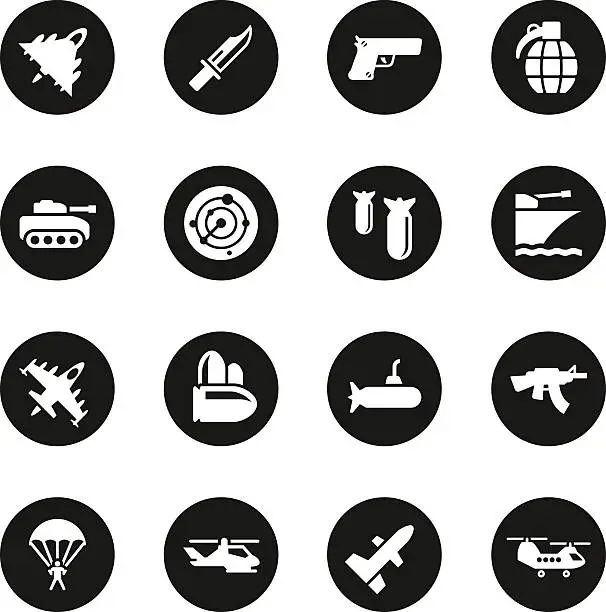 Vector illustration of Military Icons - Black Circle Series