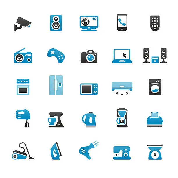 Vector illustration of Household Appliance and Equipment vector icons