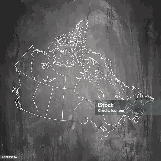 Ilustración de Canadá On Chalkboard Mapa Del Fondo Gris Oscuro y más Vectores Libres de Derechos de 2015 - 2015, América del norte, Blanco - Color