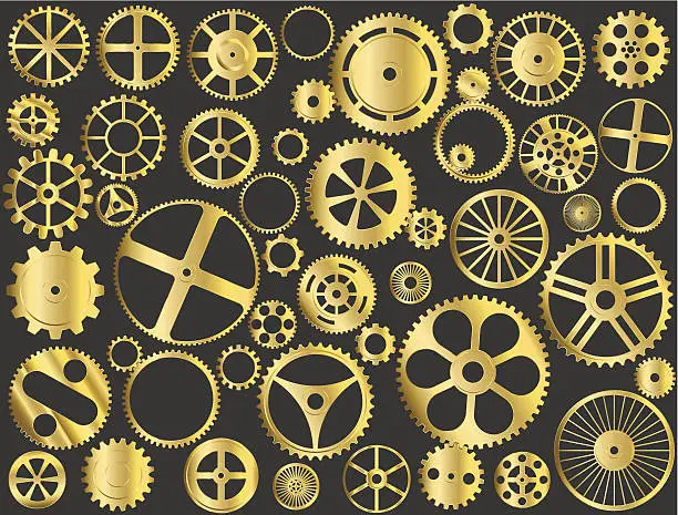 Vector illustration of Gold gears