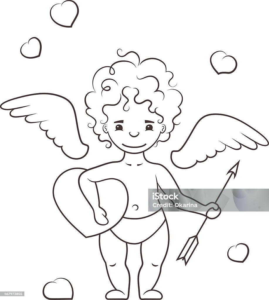 Cupid Cupid standing with heart and arrow Angel stock vector