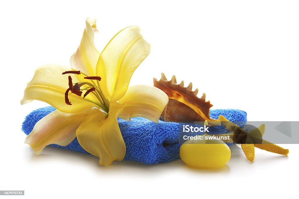 Spa still life. Spa still life and yellow lily. Alternative Therapy Stock Photo