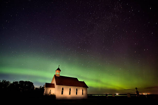 istock Northern Lights Saskatchewan Canada Church 467975839