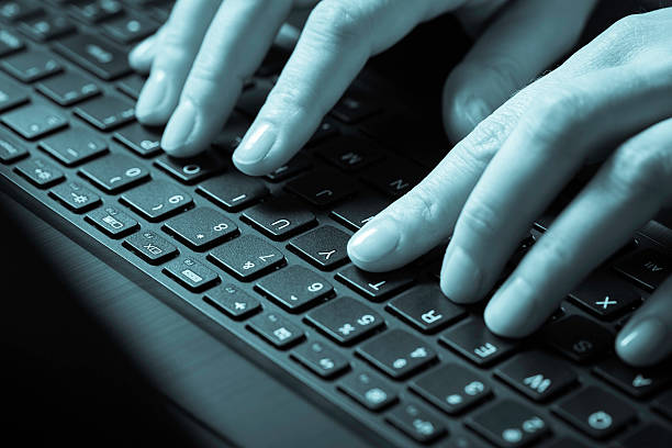 Computer Typing Blue 190+ Blue Tinted Image Of Typing Keyboard Stock Photos, Pictures ...