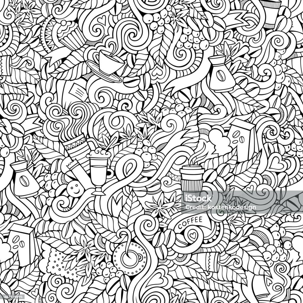 Coffee doodles seamless pattern Coffee doodles vector seamless pattern Coffee - Drink stock vector