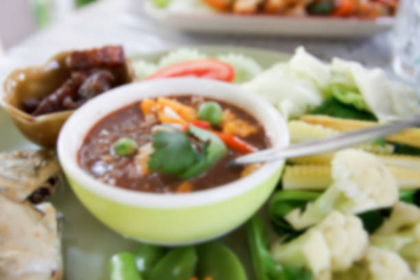 istock blurry defocused image of shrimp paste  with fried Mackerel for 467979510