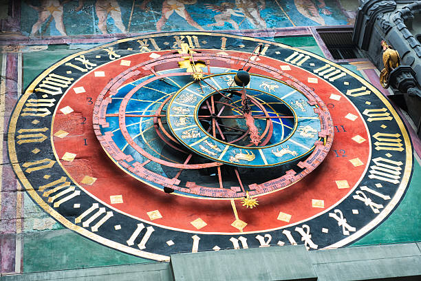 The Famous Astronomical Clock Tower in Bern, Switzerland The Astronomical zodiacal Clock Tower in Bern, Switzerland, dating from the early 15th Century. fortune telling machine stock pictures, royalty-free photos & images