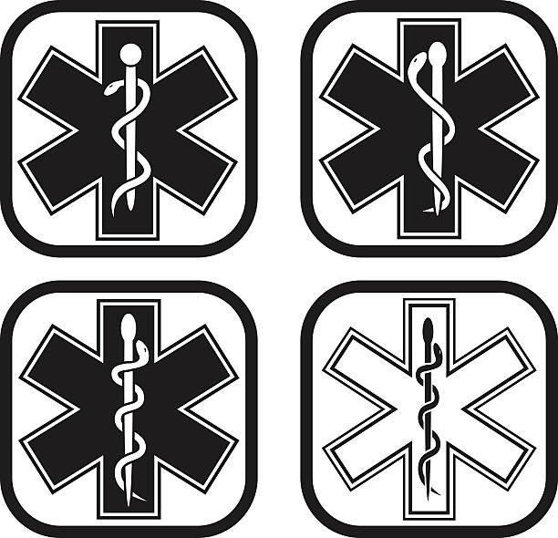 illustrazioni stock, clip art, cartoni animati e icone di tendenza di simbolo di emergenza medica-quattro variazioni - cross section illustrations