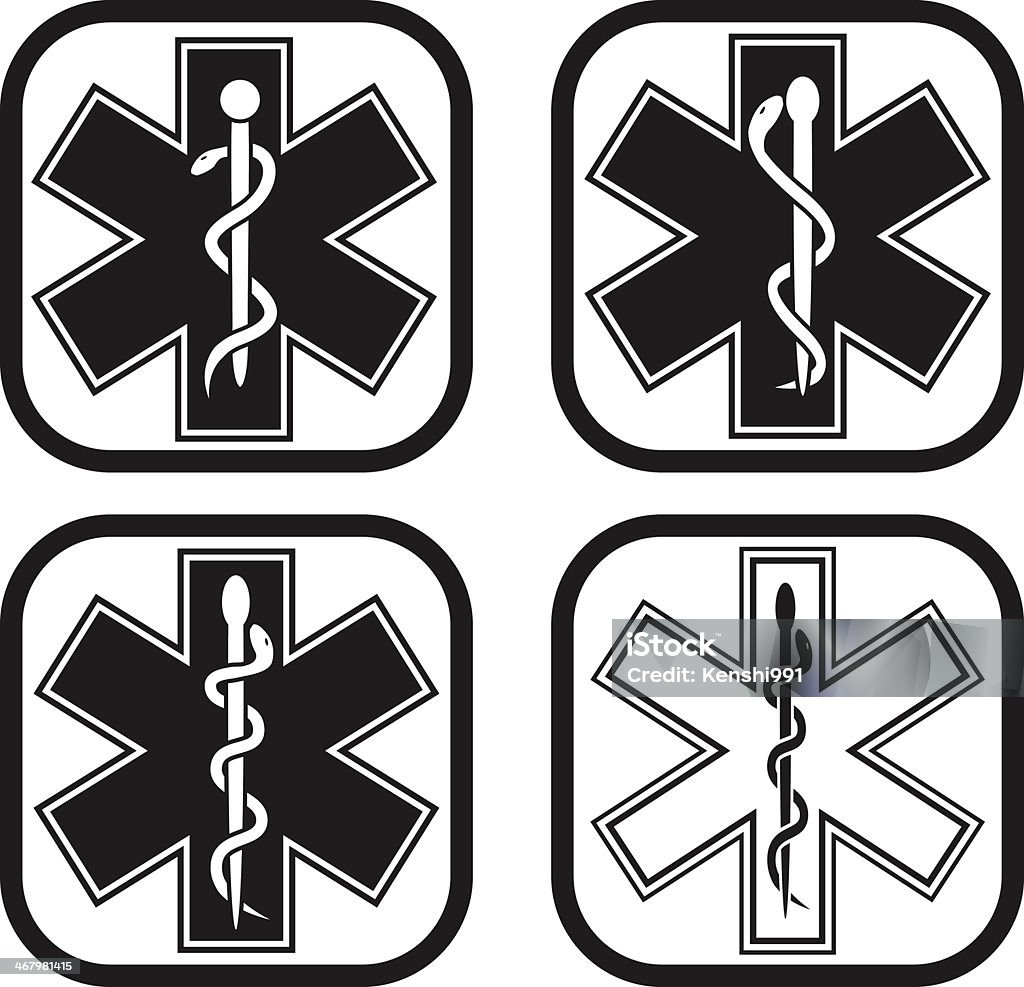 Medyczne symbol-cztery warianty - Grafika wektorowa royalty-free (Kształt gwiazdy)