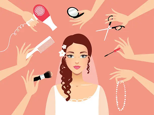 Vector illustration of Preparation of the bride