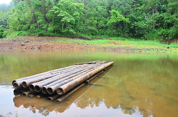 istock Round raft Bamboo on a large reservoir in Pang Ung 467985672
