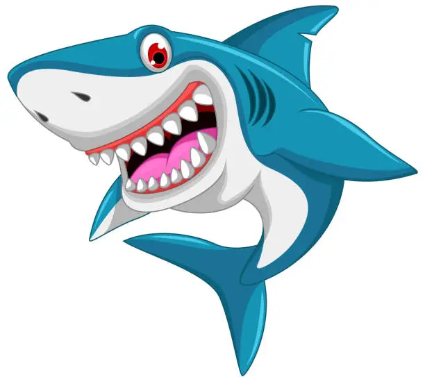 Vector illustration of angry shark cartoon
