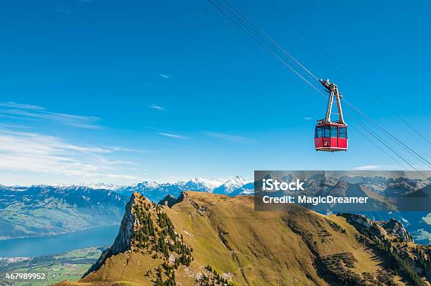 Swiss Alps Cable Car Stock Photo - Download Image Now - Overhead Cable Car, Switzerland, Summer