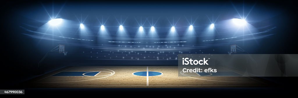 Basketball stadium Imaginary basketball stadium is modelled and rendered. Basketball - Sport Stock Photo