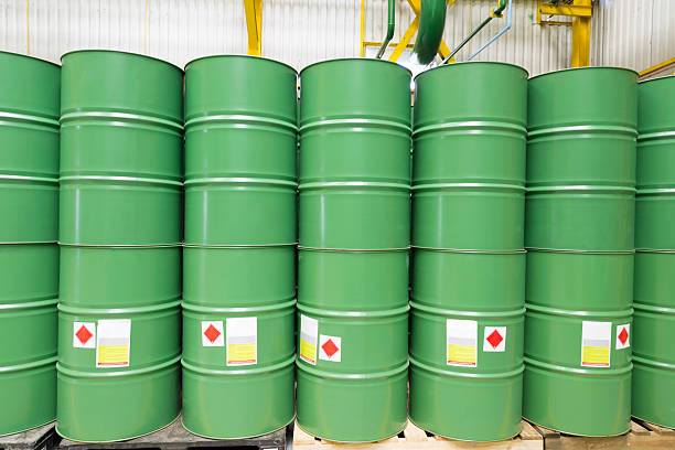 istock Green metal barrels 467992942