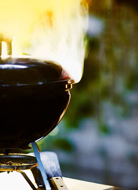 istock Small back grill cooking food. 467994012