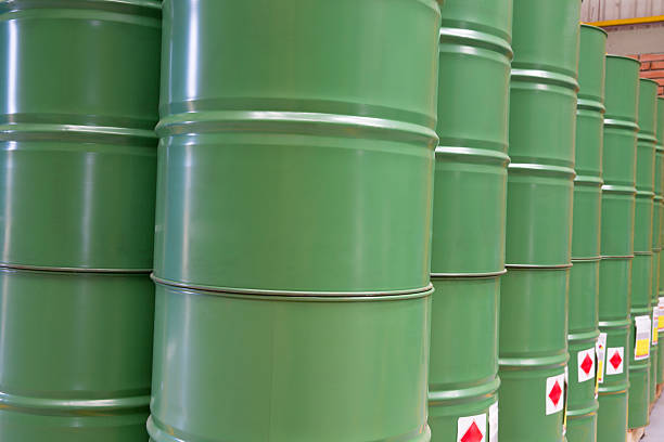 istock Green metal barrels 467996962