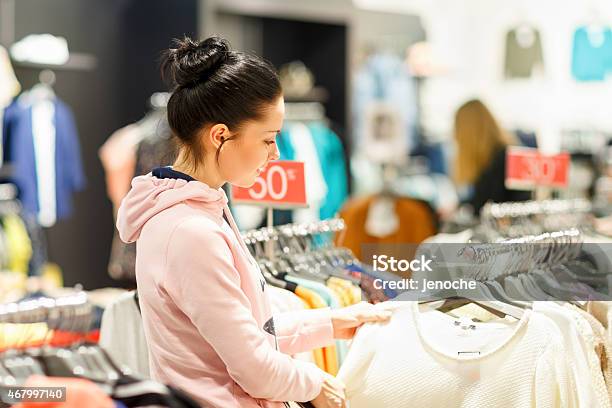 Woman Shopping In Market Stock Photo - Download Image Now - 2015, Adult, Boutique