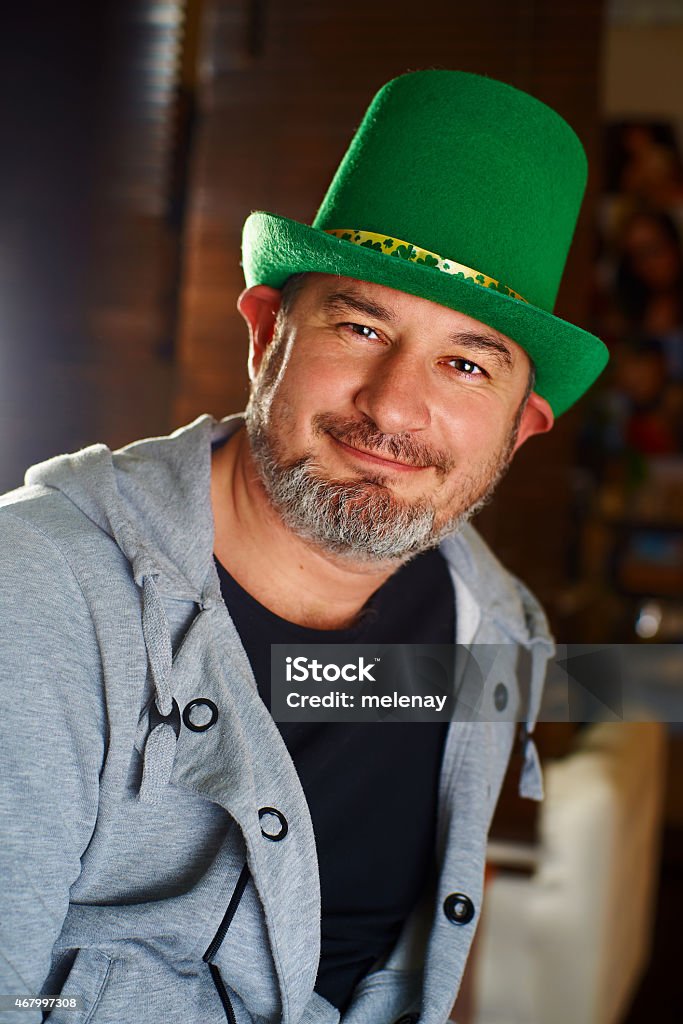 Funny leprechaun Funny leprechaun hat in Irish 2015 Stock Photo