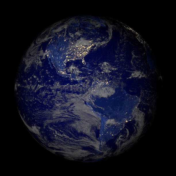 istock Earth from space at night isolated on black. 467997320