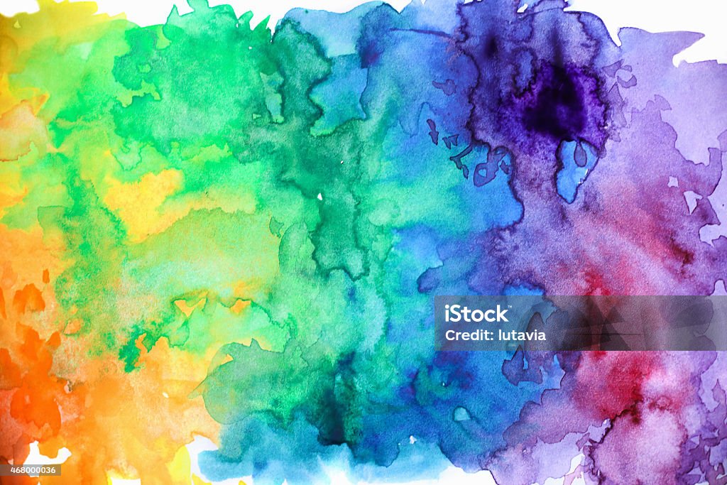 watercolor abstract Blue, yellow, red, green and pink spot, watercolor abstract hand painted textured background 2015 Stock Photo