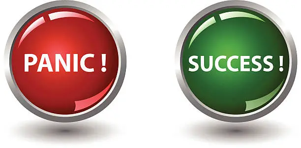 Vector illustration of Red panic button  and green success button