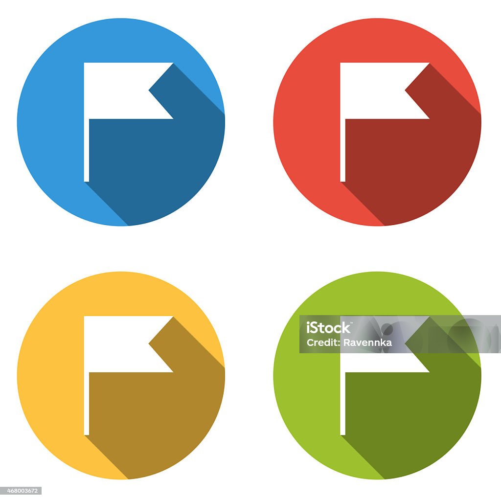 Collection of 4 isolated flat colorful buttons (icons) for point Set of 4 isolated flat colorful buttons (icons) for flag (pointer) 2015 stock illustration