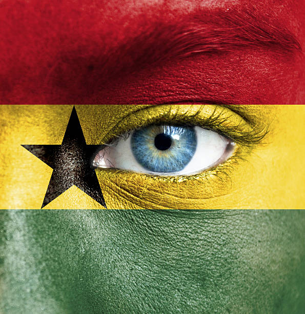 istock Human face painted with flag of  Ghana 468004187
