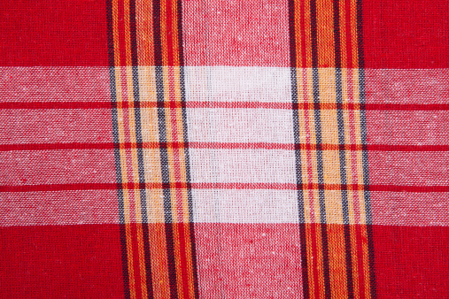 A red, striped piece of fabric.