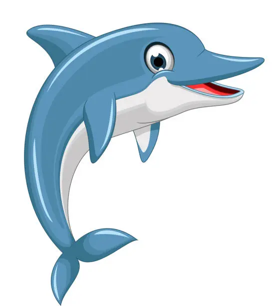 Vector illustration of cute dolphin cartoon
