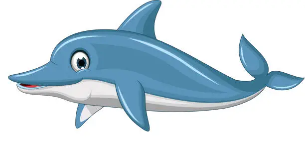 Vector illustration of cute dolphin cartoon