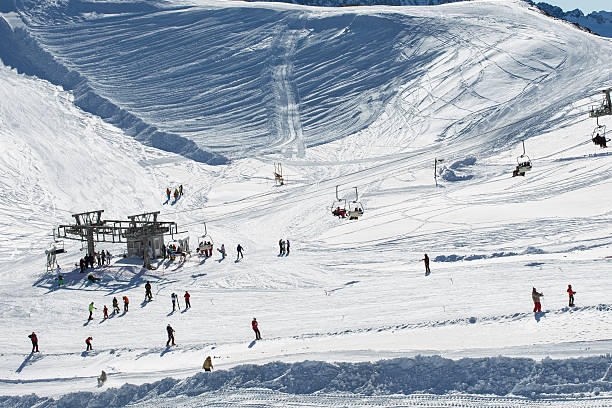 Lift at ski resort Dombay stock photo